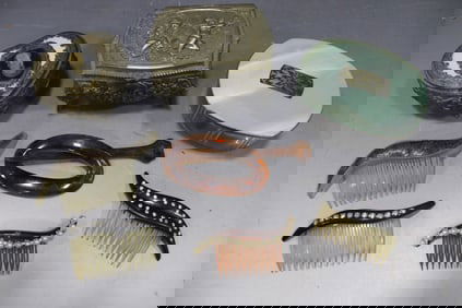 1940-50s Jewelry Trinket Boxes and Hair Combs