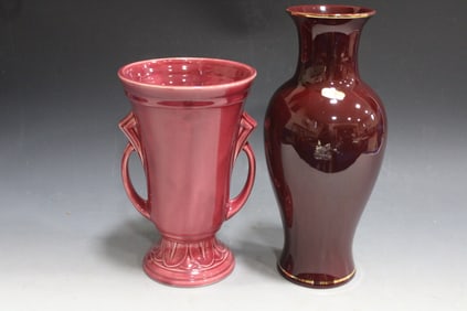 Pair Ceramic Tall Vases - Haeger