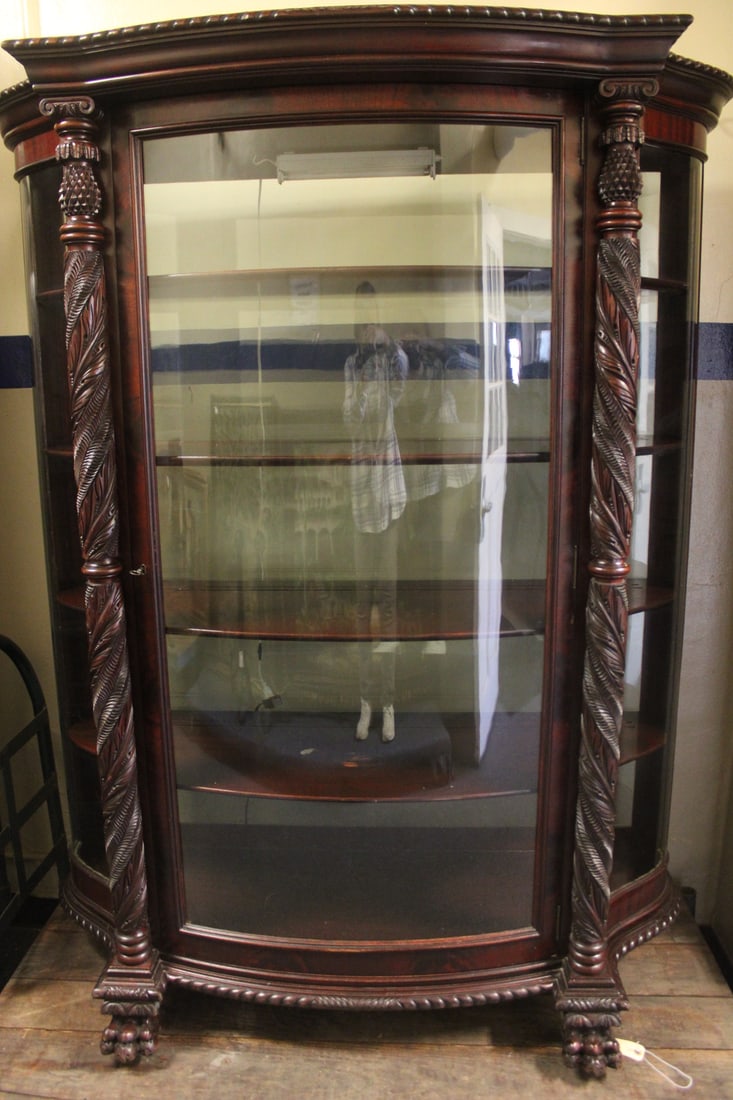 S-Curved & Fancifully Carved Horner China Cabinet (1 of 6)