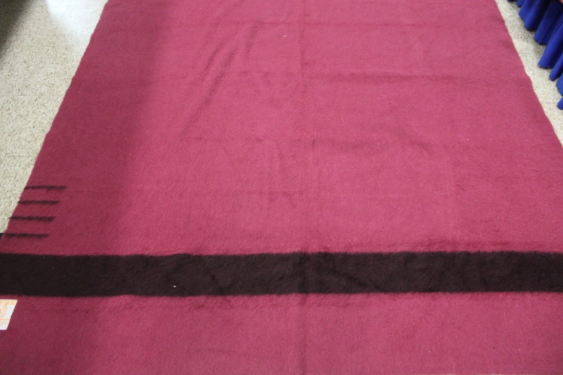 Hudson Bay Maroon w/ Black Stripe Wool Blanket (1 of 2)