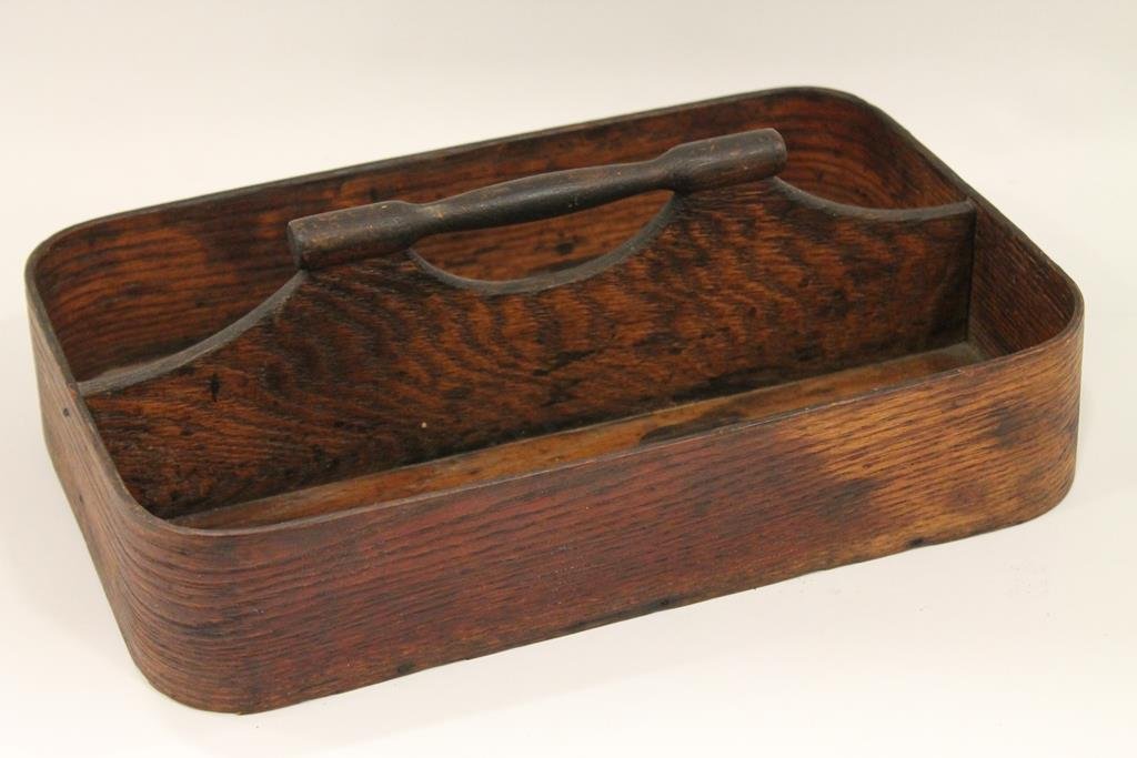 Oak Double-Section Knife Tote: Oak double-section knife tote.