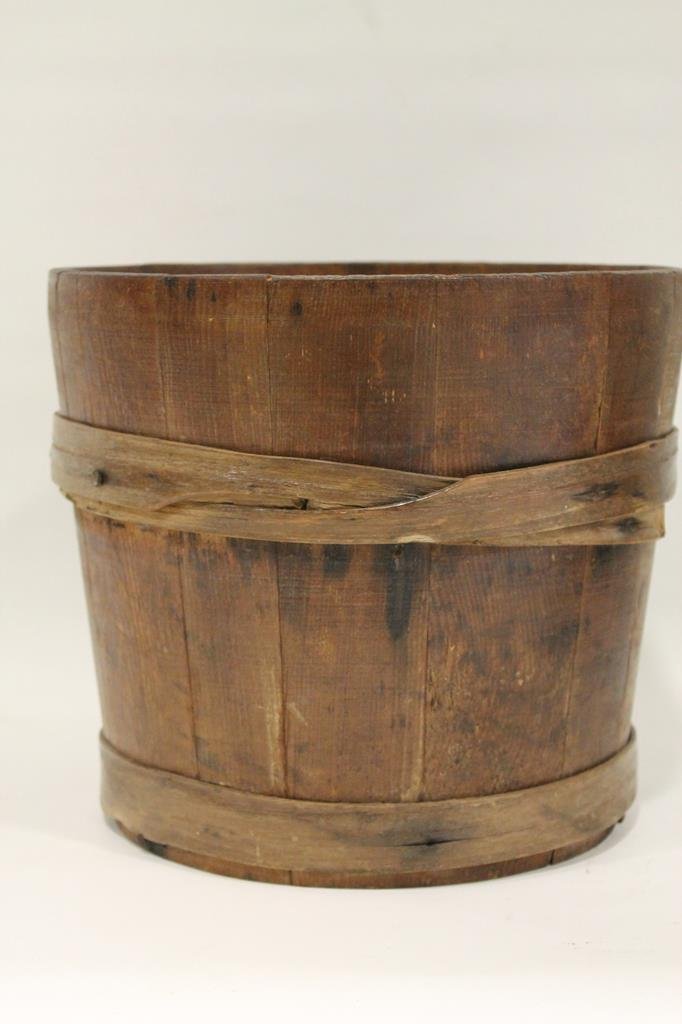 Stave Constructed Pail Lapped Bands: Tongue and groove stave construction pail / bucket, 8 H
