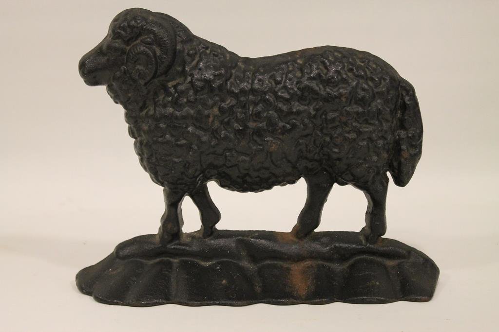 Cast Iron Ram Door Stop: Cast iron ram doorstop / door stop, 9 1/2 L.