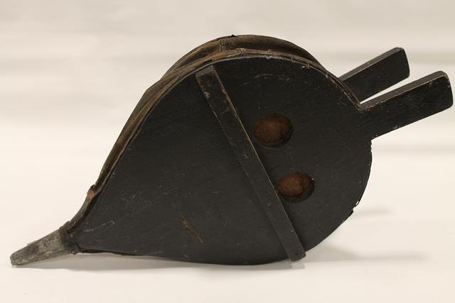 Large Painted Fireplace Bellows: Large size painted wooden fireplace bellows, folk art, 26" L.