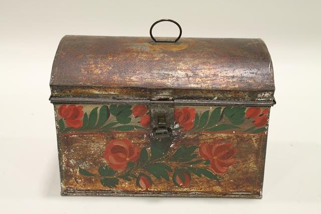 Tole Painted Domed Document Box: 9 1/4" W.