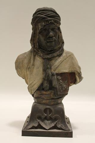 19th Century Metal Arabian Knight Bust: White metal Arab bust, 15" H.