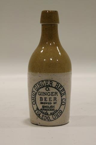Toledo Ohio Ginger Beer Bottle: "Ohio Ginger Beer Co., Brewed by English Process Trade Mark Toledo, Ohio", 7 1/4" H.