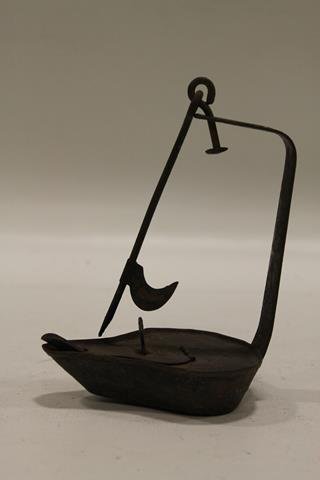 Pennsylvania Tole Painted Fat Lamp 19th C.: Early 19th century, complete, 6" H plus hanger.