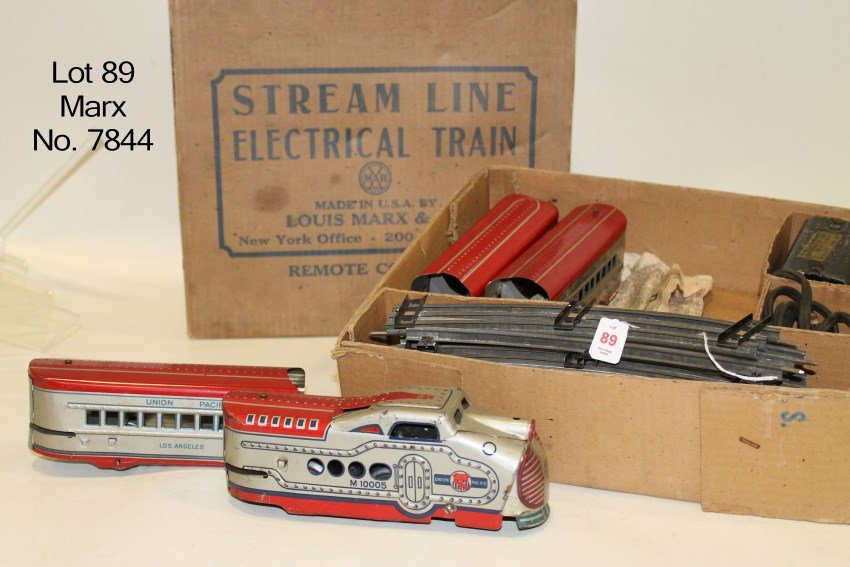 Marx O Gauge Stream Line Train Set No. 7844: Tin train set, No. 7844 complete with track and transformer