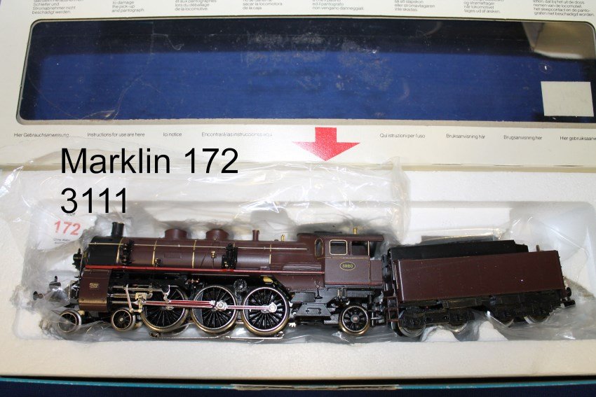 Marklin HO 3111 Locomotive & Tender: In original fitted interior, box with new label affixed over old one