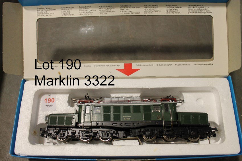 Marklin HO 3322 Locomotive: In original box, in original fitted interior, box with new label affixed over old one.