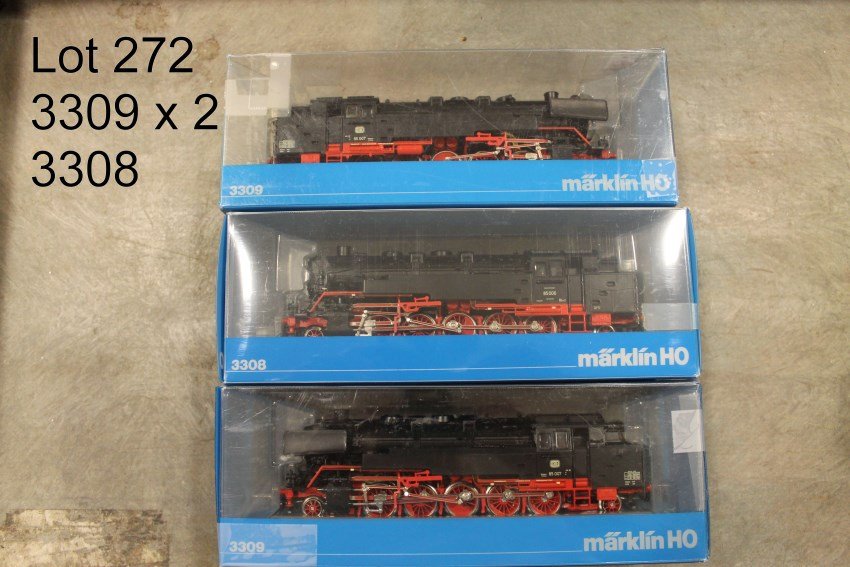 Marklin HO 3308, (2) 3309 Locomotives: In original boxes, one with original sleeve, one plastic end taped.