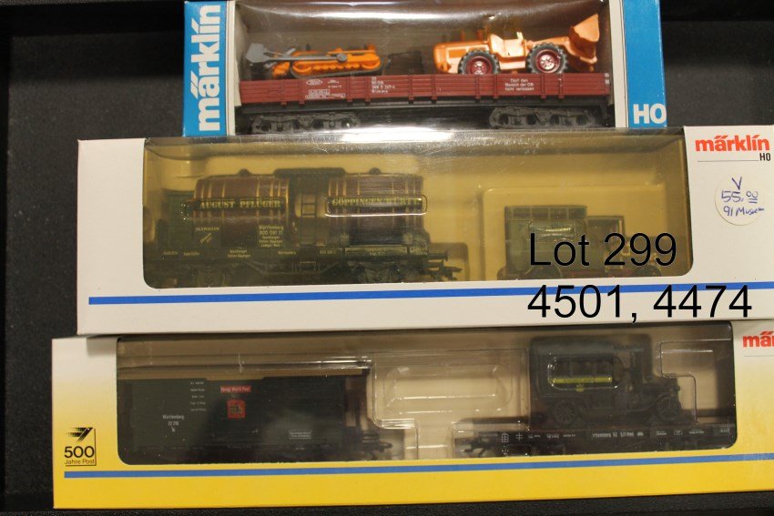 Marklin HO Museum 1991, 4501, 4474 Freight & Flat Cars: In original boxes.