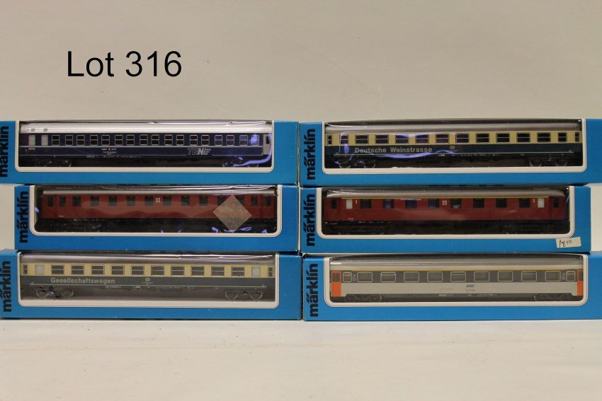 Marklin HO 6 RR Cars In Original Boxes: 4175, 4161, 4182, 4176, 4179, 4178