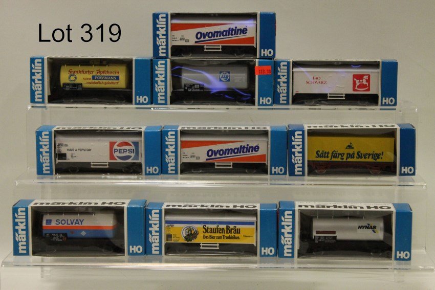 Marklin HO 10 RR Cars In Original Boxes: 4533, 4483, 4428, 4447, 4429, 4428, 4532 plus 3 un-numbered cars