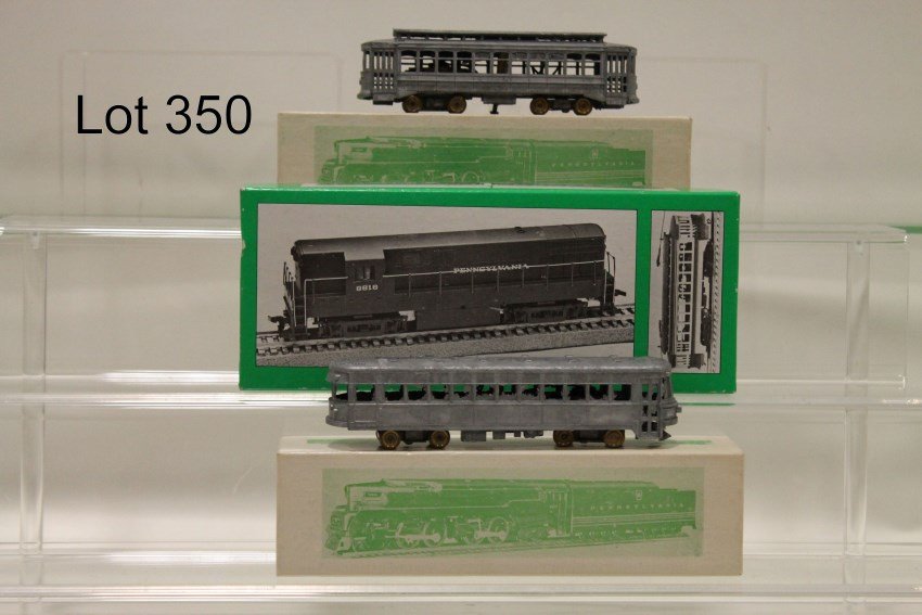 Bowser Undercoated Cast Metal Trains (3): 1-125240, 1-125230, Unmarked Trolley, all in Original Boxes