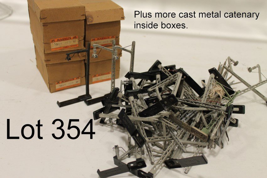 Marklin HO Train Catenary Masts, Posts: (36) 407M Catenary Posts, 4 in Original Boxes, (30) Train Masts (Straight Blades)