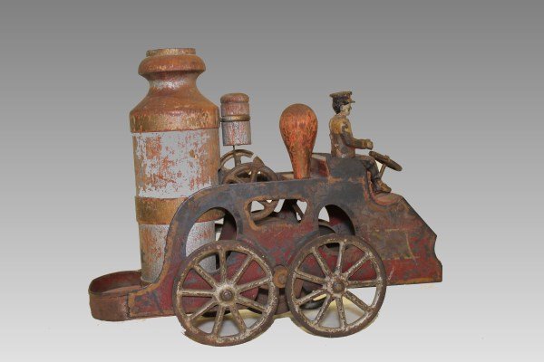 Wood & Pressed Steel Dayton Hill Climber Fire Engine: 10 3/4" L.