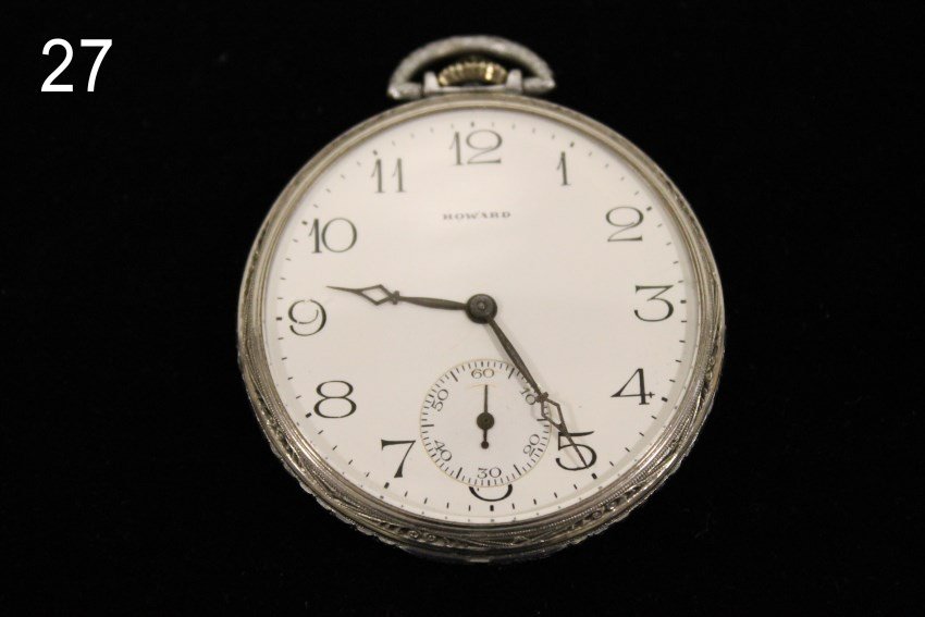 Howard Open Face Pocket Watch: Howard silver case, open face, pocket watch, condition - running.