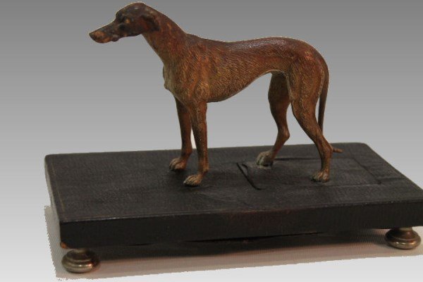 Rare Cold Painted Bronze Vienna Dog Paper Holder (1 of 4)