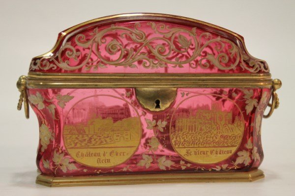 French Cranberry Jewelry Casket Mid-19th C (1 of 8)
