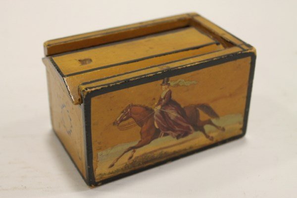 Mid 19th C. Miniature Slide Lid Box Mustard Paint (1 of 3)