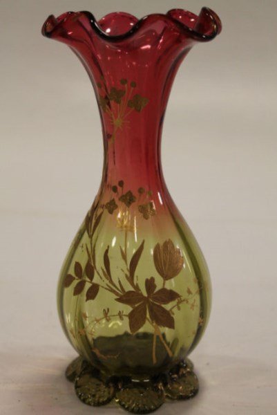 Rubina Verde Vase w/ Gold Gilding Decoration (1 of 2)
