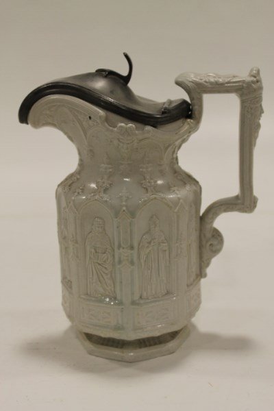 1840s Relief Molded Pewter Lidded Jug w/ Apostles (1 of 2)