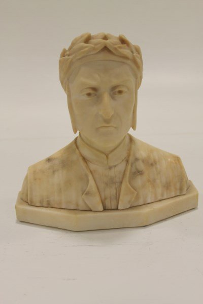 Carved White Marble Bust of Dante (1 of 2)
