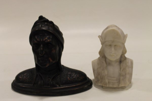 Dante Bronze Bust Sculpture & Marble Bust (1 of 2)