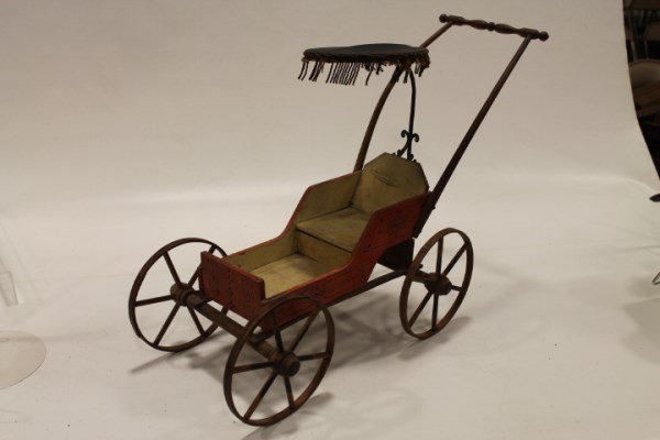 Doll Size Wooden Buggy with Canopy (1 of 2)