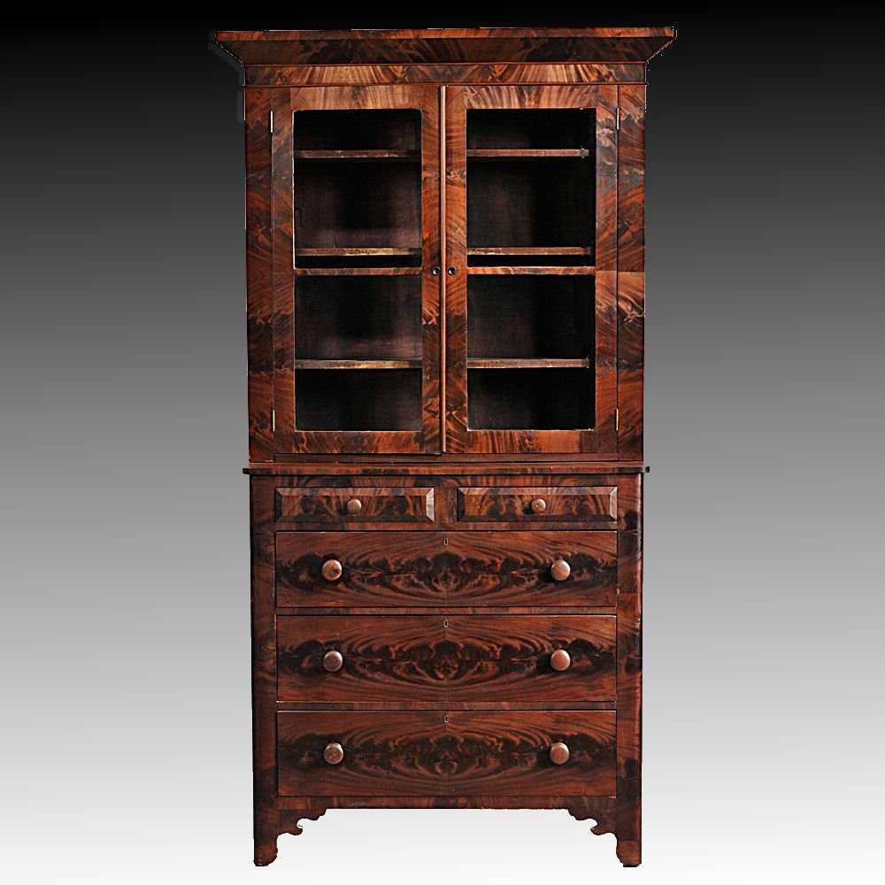 C. 1850s Mahogany Butler's Secretary Bookcase / Desk (1 of 2)