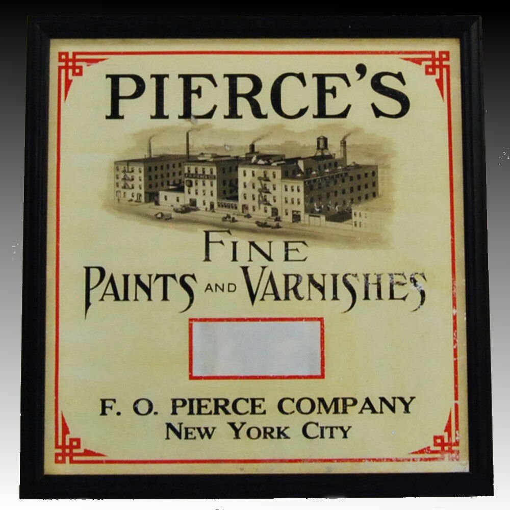 19th C Pierce's Fine Paints and Varnishes Sign on Glass (1 of 1)