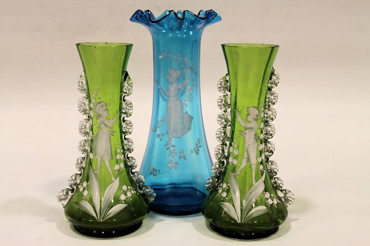 Lot of 3 Mary Gregory Vases (1 of 1)