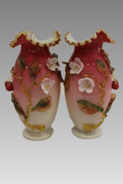 1870s Stevens & Williams Peach Blow Mantle Vases (1 of 3)