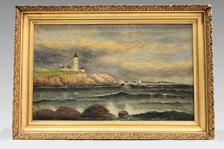 Lighthouse Painting Signed T Parkhurst (1853-1923) (1 of 4)