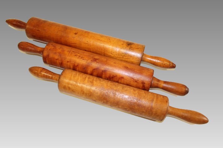 Lot of 3 Tiger Maple Rolling Pins (1 of 1)