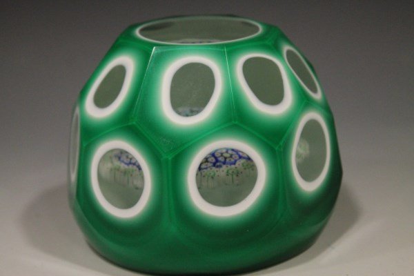 Honeycomb Faceted Green Overlay Paperweight (1 of 4)
