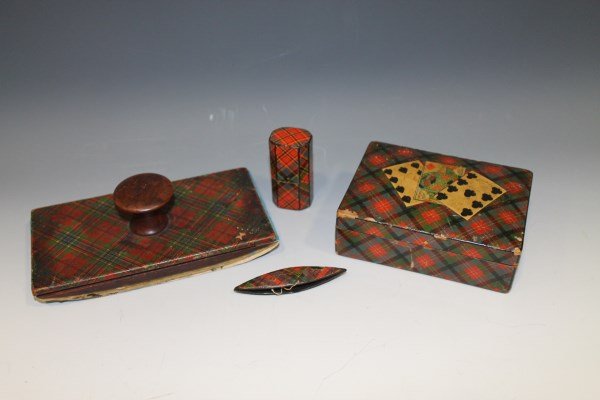 Tartanware Card Case, Needle Case, Shuttle, Blotter (1 of 1)