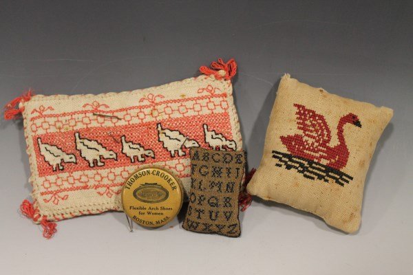 19th C Child Sewing Pincushions - ABC Sampler & More (1 of 2)