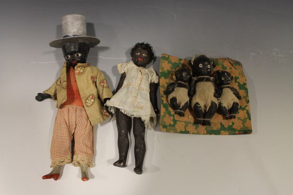 Black Bisque Dolls - Boy Minstrel, Girl & Card of Dolls (1 of 3)