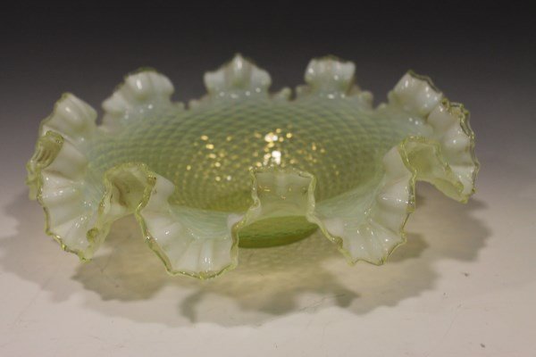 Diamond Quilted Bride's Bowl - Light Green Opaque (1 of 2)