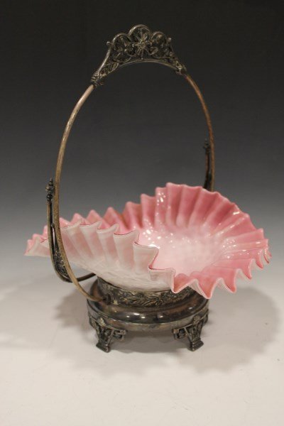 Pink Cased Glass Victorian Bride's Basket (1 of 2)