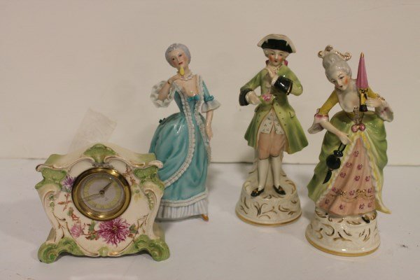 Porcelain Figurines & Clock (1 of 1)