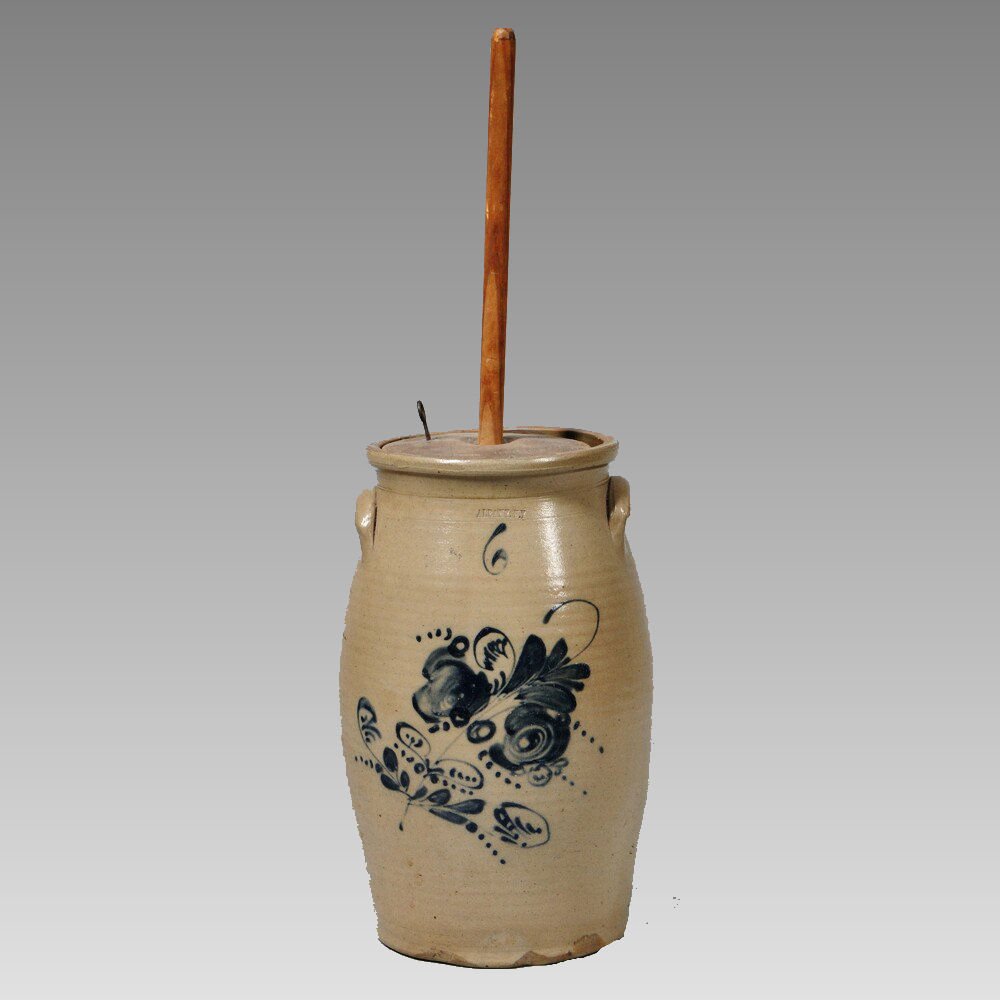 19th C Cobalt Decorated 6-Gallon Churn, Albany, NY (1 of 1)