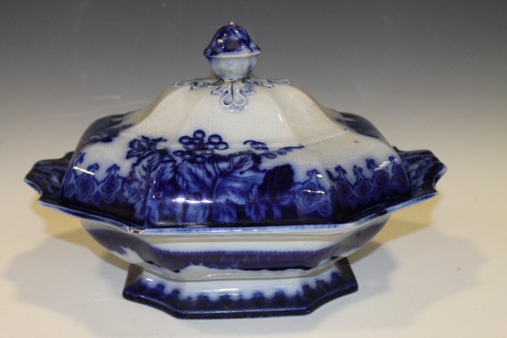 Flow Blue Coburg Large Covered Dish (1 of 5)