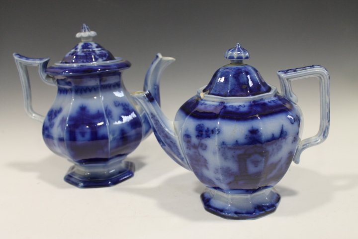 Flow Blue Oregon Teapot & Coffeepot (1 of 7)