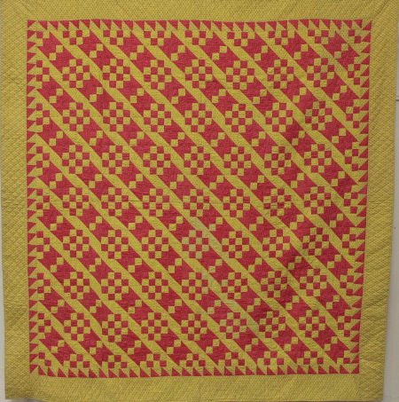 Circa 1880 Jacob's Ladder Quilt - Red & Yellow (1 of 2)