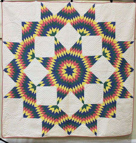 Star of Bethlehem Quilt Pastels of Pink Blue Yellow (1 of 1)