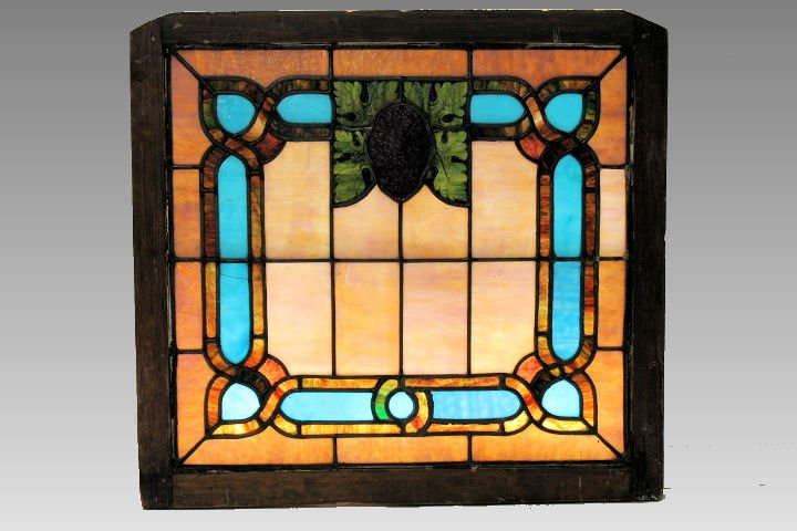 Victorian Leaded Glass Window - Amber & Turquoise (1 of 1)